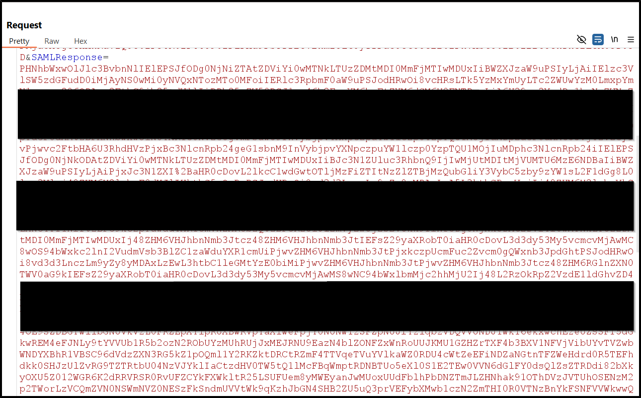 SAML Response Example showing the Base64-encoded data structure